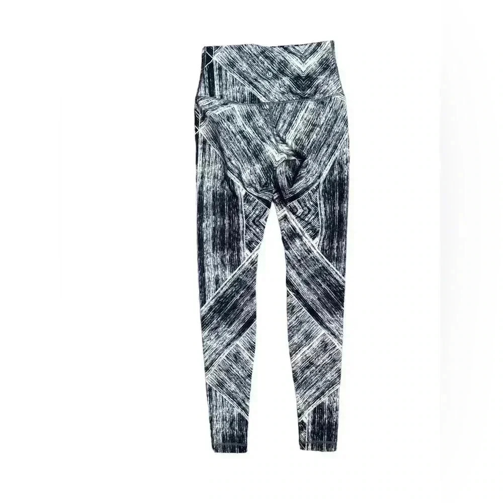 Lululemon Wunder Under Roll Down Black White Brush Size 4 - Picture 4 of 5